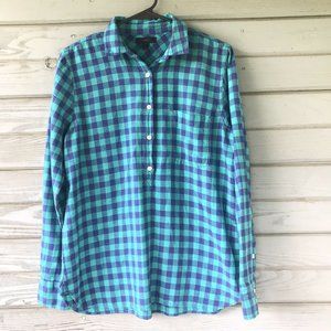 J Crew Check Plaid Shirt Size 6 Button Pullover